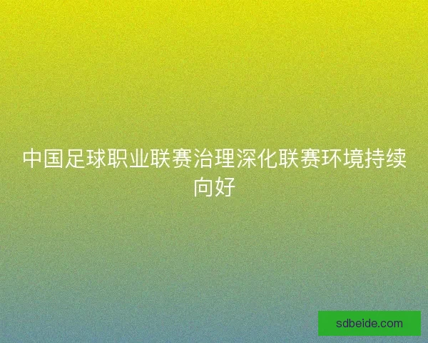 中国足球职业联赛治理深化联赛环境持续向好