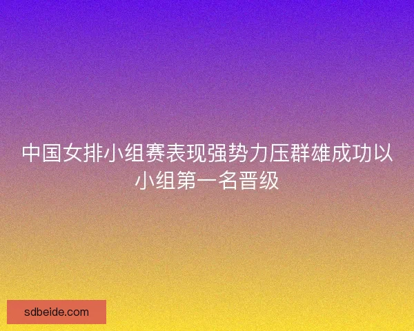 中国女排小组赛表现强势力压群雄成功以小组第一名晋级